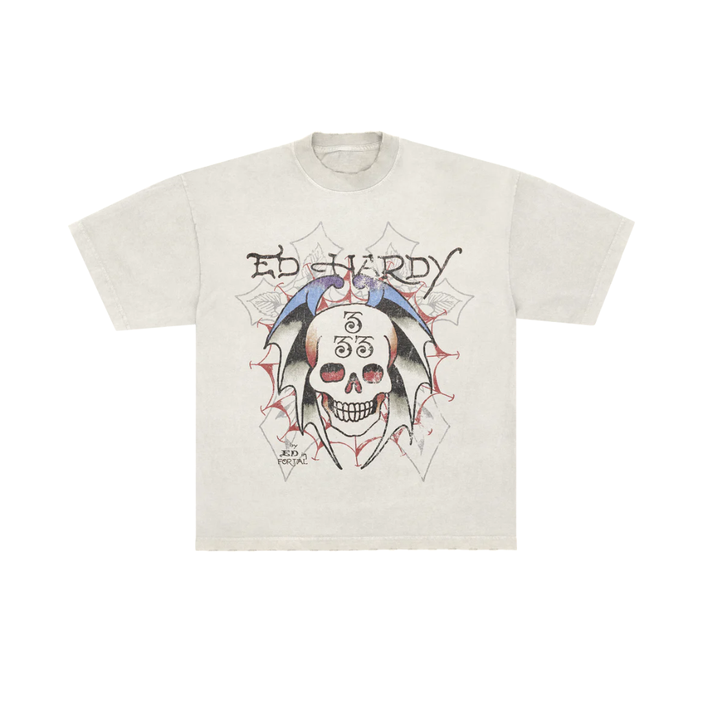 Camiseta Ed Hardy x Matue Bat Skull Off White