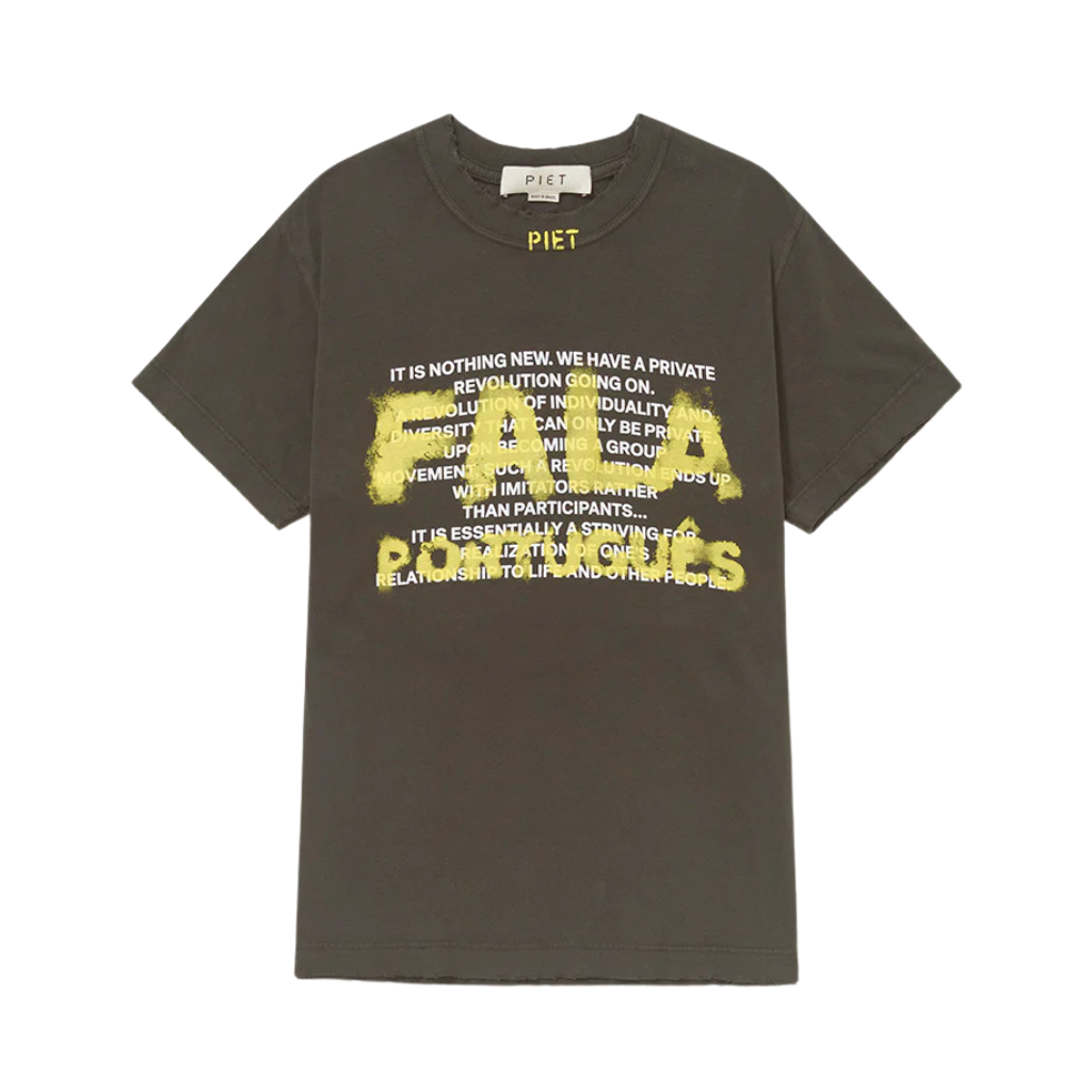 Camiseta Piet Fala Portugues Preta Estonada