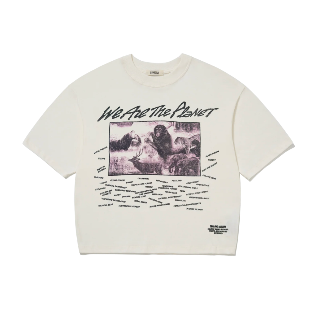 Camiseta Boxy Over Singa x Allglory United For Love And Peace Off White