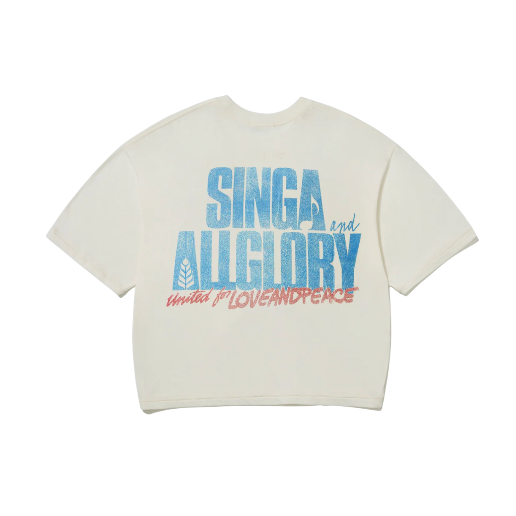 Camiseta Boxy Over Singa x Allglory United For Love And Peace Off White