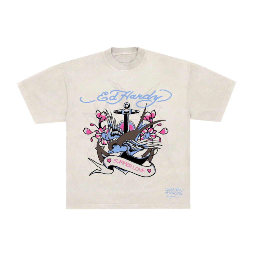 Camiseta Ed Hardy Andorinha Love Off White