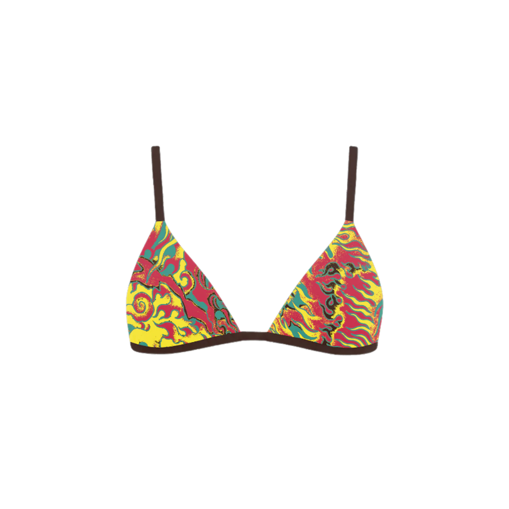 Top Biquini Ed Hardy Dupla Face Wild Love Marrom