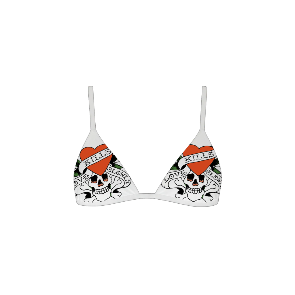 Top Biquini Ed Hardy Dupla Face Love Kills Branco